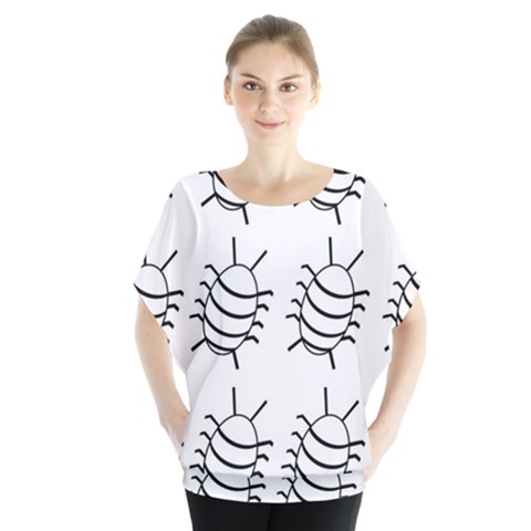 White Bug Pattern Blouse by Valentinaart