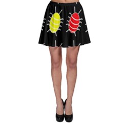 Red And Yellow Bugs Pattern Skater Skirt by Valentinaart