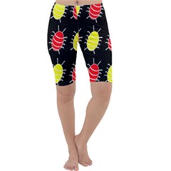 Red And Yellow Bugs Pattern Cropped Leggings 