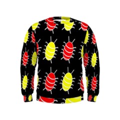 Red And Yellow Bugs Pattern Kids  Sweatshirt by Valentinaart