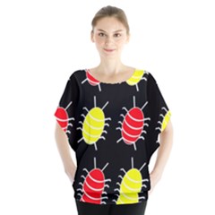 Red And Yellow Bugs Pattern Blouse