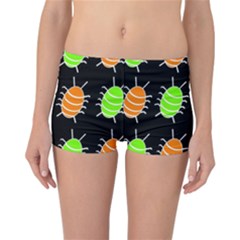 Green And Orange Bug Pattern Reversible Boyleg Bikini Bottoms by Valentinaart