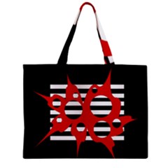 Red, Black And White Abstract Design Zipper Mini Tote Bag by Valentinaart