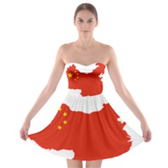 Flag Map Of China Strapless Dresses by abbeyz71