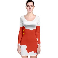 Flag Map Of China Long Sleeve Velvet Bodycon Dress by abbeyz71