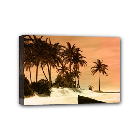 Wonderful Sunset Over The Beach, Tropcal Island Mini Canvas 6  X 4  by FantasyWorld7