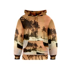 Wonderful Sunset Over The Beach, Tropcal Island Kids  Zipper Hoodie by FantasyWorld7