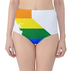 Lgbt Flag Map Of California High-waist Bikini Bottoms by abbeyz71