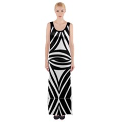 Abstract Wavy Zebra Print Maxi Thigh Split Dress