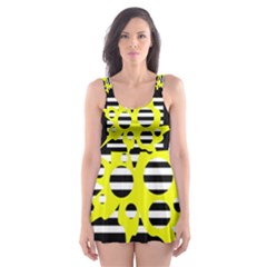 Yellow Abstraction Skater Dress Swimsuit by Valentinaart