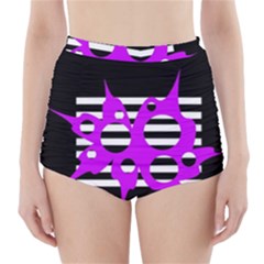 Purple Abstraction High-waisted Bikini Bottoms by Valentinaart