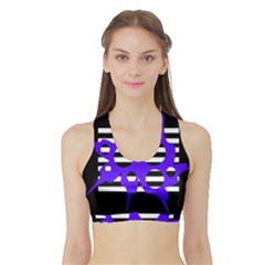 Blue Abstract Design Sports Bra With Border by Valentinaart