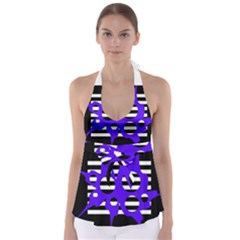 Blue Abstract Design Babydoll Tankini Top by Valentinaart