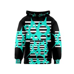 Cyan Abstract Design Kids  Pullover Hoodie