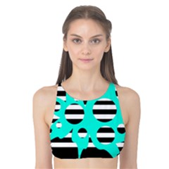 Cyan Abstract Design Tank Bikini Top by Valentinaart