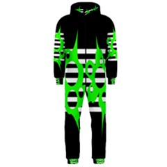 Green Abstract Design Hooded Jumpsuit (men)  by Valentinaart