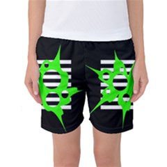 Green Abstract Design Women s Basketball Shorts by Valentinaart