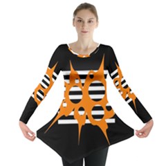 Orange Abstract Design Long Sleeve Tunic  by Valentinaart