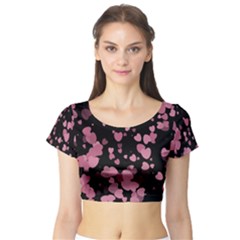 Pink Love Short Sleeve Crop Top (Tight Fit)