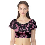 Pink Love Short Sleeve Crop Top (Tight Fit)