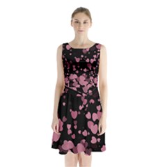 Pink Love Sleeveless Waist Tie Dress