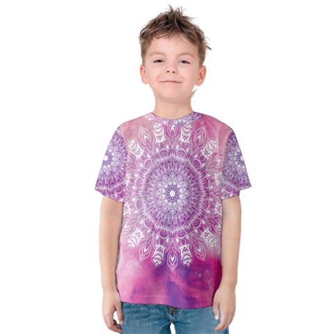 Pink Watercolour Mandala Kid s Cotton Tee by TanyaDraws