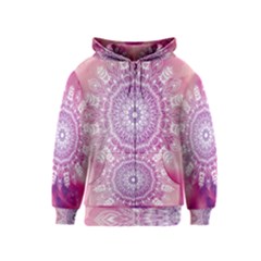 Pink Watercolour Mandala Kids  Zipper Hoodie by TanyaDraws