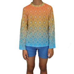Ombre Fire And Water Pattern Kid s Long Sleeve Swimwear by TanyaDraws