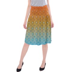 Ombre Fire And Water Pattern Midi Beach Skirt by TanyaDraws