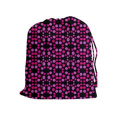 Dots Pattern Pink Drawstring Pouches (Extra Large)