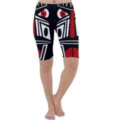 African Red Mask Cropped Leggings  by Valentinaart