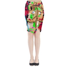 Abstract Animal Midi Wrap Pencil Skirt by Valentinaart