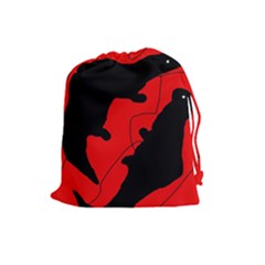 Black And Red Lizard  Drawstring Pouches (large)  by Valentinaart