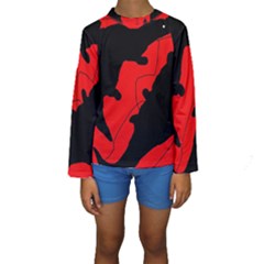 Black And Red Lizard  Kid s Long Sleeve Swimwear by Valentinaart