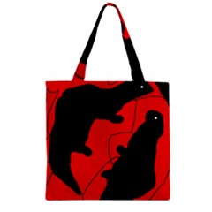 Black And Red Lizard  Zipper Grocery Tote Bag by Valentinaart