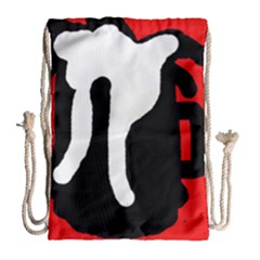 Red, Black And White Drawstring Bag (large) by Valentinaart