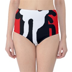 Red, Black And White High-waist Bikini Bottoms by Valentinaart