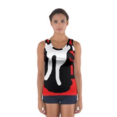 Red, Black And White Women s Sport Tank Top  by Valentinaart