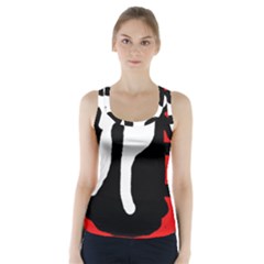 Red, Black And White Racer Back Sports Top by Valentinaart