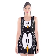 Black Owl Scoop Neck Skater Dress by Valentinaart