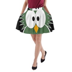 Green Owl A-line Pocket Skirt by Valentinaart