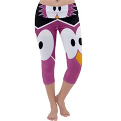 Pink Owl Capri Yoga Leggings by Valentinaart
