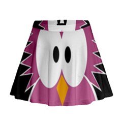 Pink Owl Mini Flare Skirt by Valentinaart