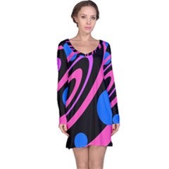 Pink And Blue Twist Long Sleeve Nightdress by Valentinaart