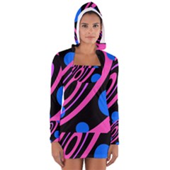 Pink And Blue Twist Women s Long Sleeve Hooded T-shirt by Valentinaart