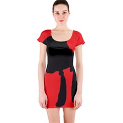 Red And Black Abstraction Short Sleeve Bodycon Dress by Valentinaart