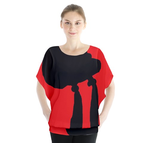 Red And Black Abstraction Blouse by Valentinaart