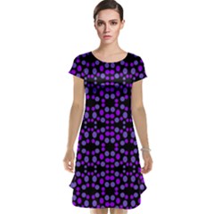 Dots Pattern Purple Cap Sleeve Nightdress by BrightVibesDesign
