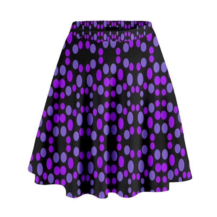 Dots Pattern Purple High Waist Skirt