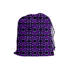 Dots Pattern Purple Drawstring Pouches (large)  by BrightVibesDesign